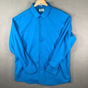 Berlioni Italy Mens 2XL Dress Shirt Long Sleeve Button‎ Up Blue Cotton Blend